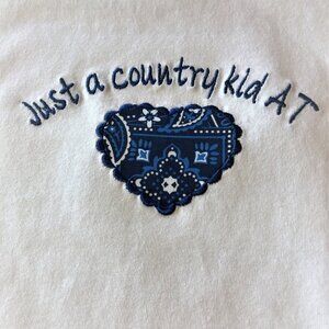 Shirt-Just a country kid at heart White/Blue embroidery